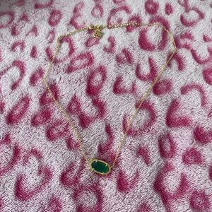 Kendra Scott Gold Necklace with Green Pendant